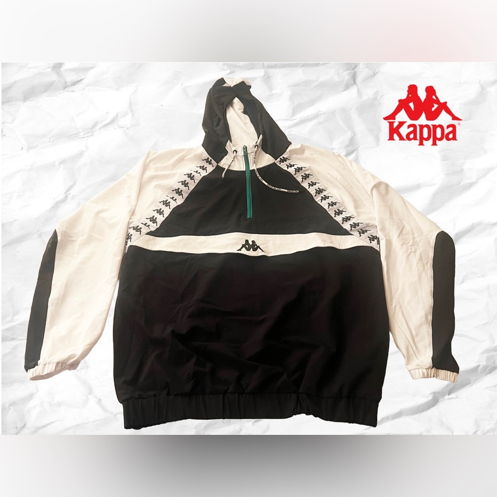 Kappa Authentic Oversized Black and White Colour Blocked Hooded Anorak